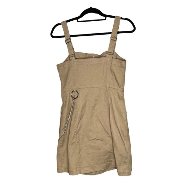 Divided H&M Khaki Button Down Overall Dress With Belt Chain - Picture 2 of 3